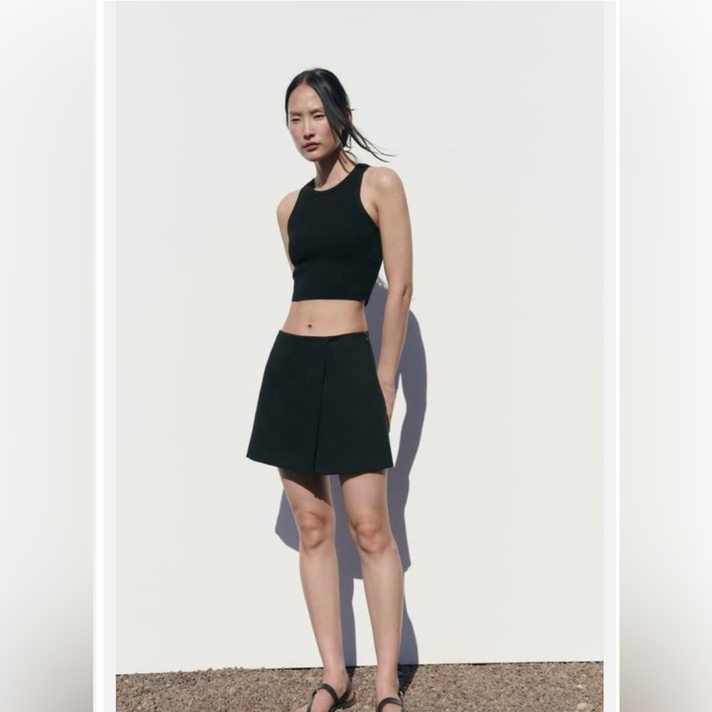 NWT Zara Knit Crop Top. Size M. Black - Picture 3 of 8